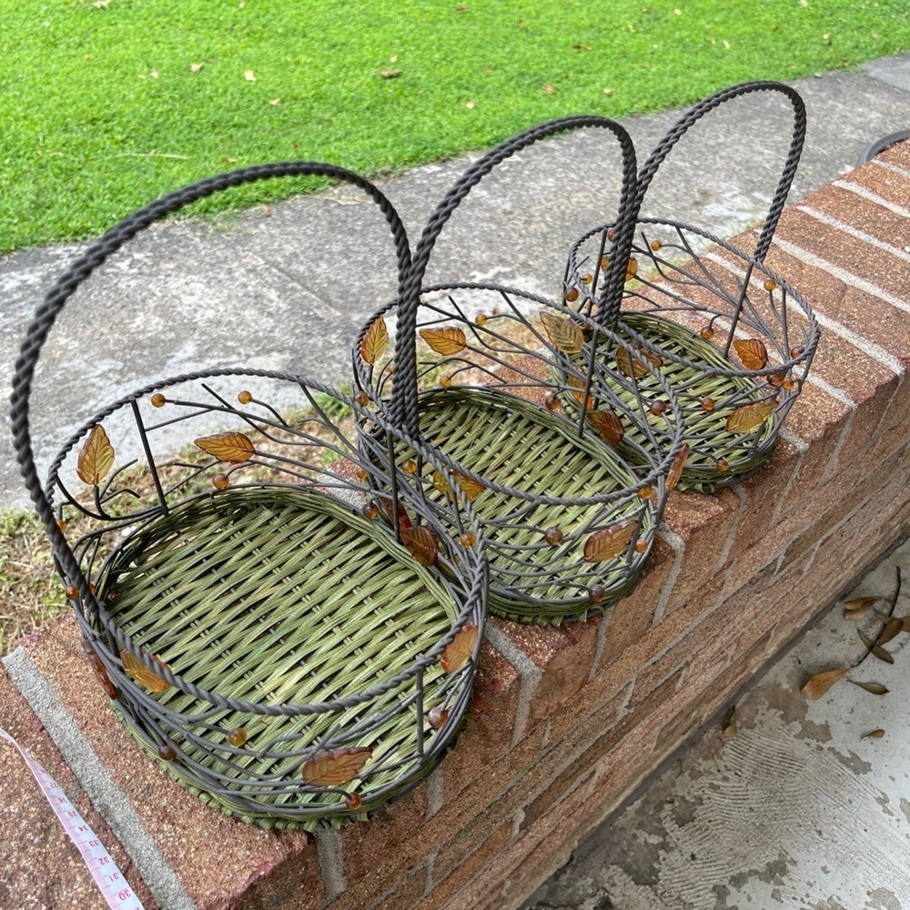 Decorative Metal Basket with Leaf Accents - Picture 2 of 4